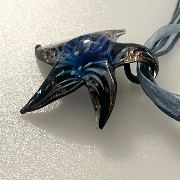 Artisan Hand Blown Star Fish Pendant Necklace - Picture 7 of 16